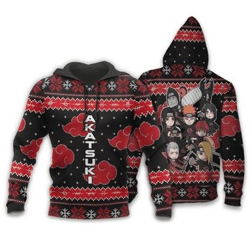 Akatsuki Ugly Christmas Naruto Anime Anime Manga For Men And Women 3d Hoodie Zip Hoodie