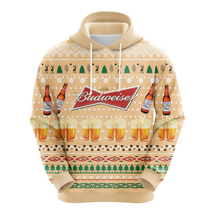 Budweiser Beer Christmas Cute Noel Mc Ugly Hoodie 3d