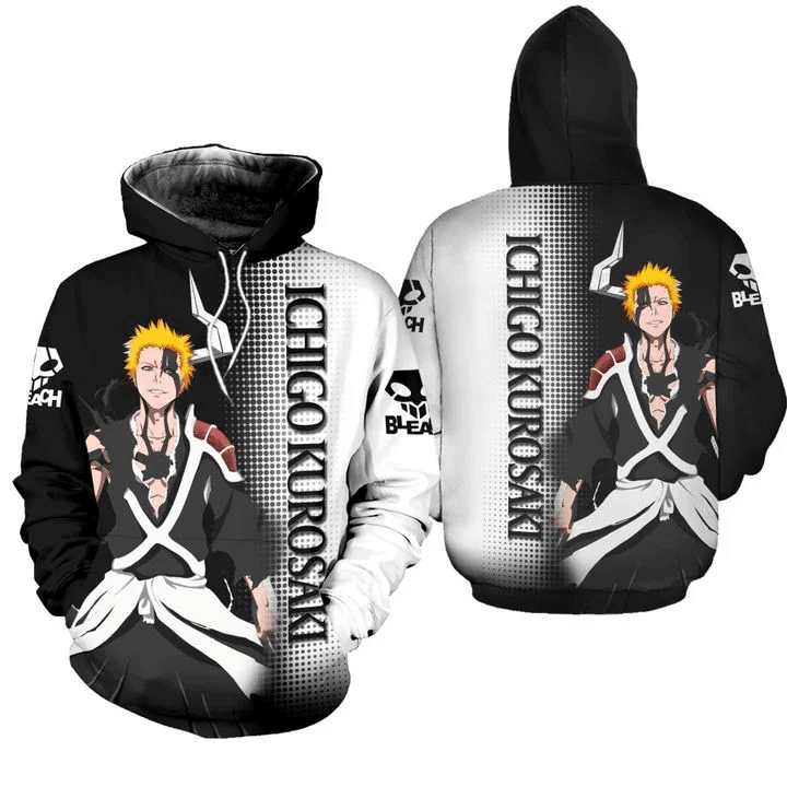 Bleach Ichigo Kurosaki Anime Manga For Men And Women 3d Hoodie Zip Hoodie