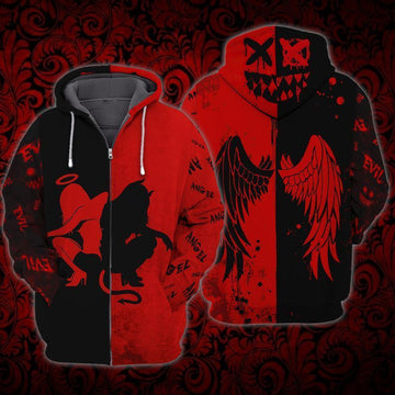 Angel And Evil For Men And Women 3d Hoodie Zip Hoodie