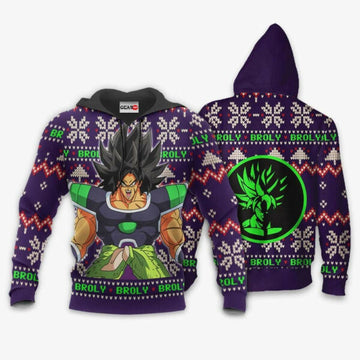 Broly Ugly Christmas Dragon Ball Z Anime 1k324 Fan Gift Stylist Unisex Cartoon Graphic Outfits Aop 3d Hoodie, Zip Hoodie 520