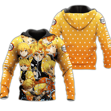 Zenitsu Demon Slayers Anime Manga For Men And Women 3d Hoodie Zip Hoodie