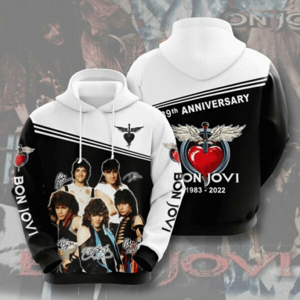 Bon Jovi Rock Band 39 Anniversary 1983 2022 Fan Gift, Bon Jovi Aop Hoodie 180