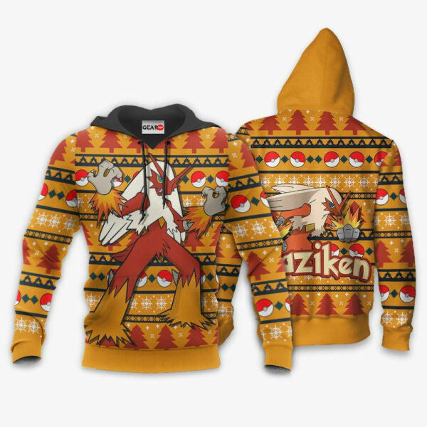 Blaziken Anime Pokemon Manga Ugly Christmas Sweater 1k723 Fan Gift Stylist Unisex Cartoon Graphic Outfits Aop 3d Hoodie, Zip Hoodie 763