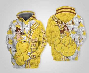 Beauty And The Beast Disney Cartoon, Belle Princess Comics Book Patterns All Over Print Hoodie, Zip Hoodie
