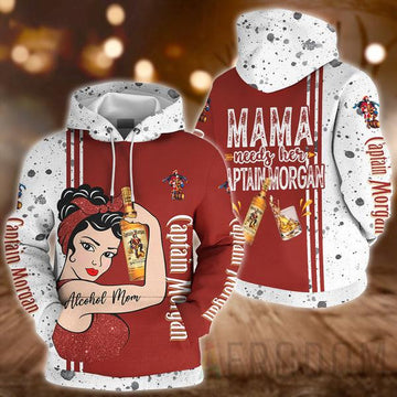 Alcohol Mom, Captain Morgan Lover Gift, Mama Needs Her Captain Morgan All Over Print Hoodie, Zip Hoodie 13