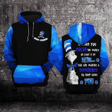 Autism Awareness The Cat In The Hat, Keep Being You All Over Print Hoodie
