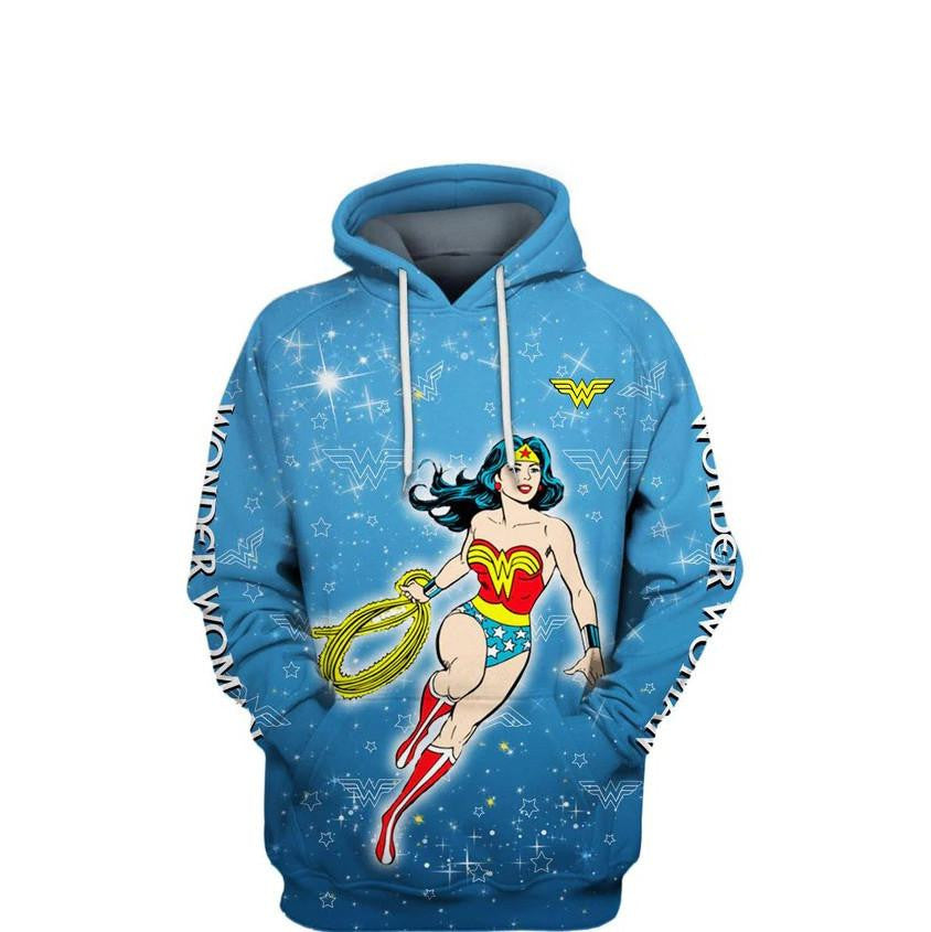 Blue Wonder Woman Dc Comics, Wonder Woman Cartoon All Over Print Hoodie