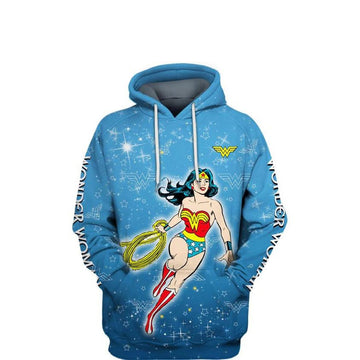 Blue Wonder Woman Dc Comics, Wonder Woman Cartoon All Over Print Hoodie