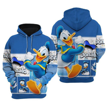 Blue Funny Donald Duck Disney Cartoon Fan Gift All Over Print Hoodie, Zip Hoodie