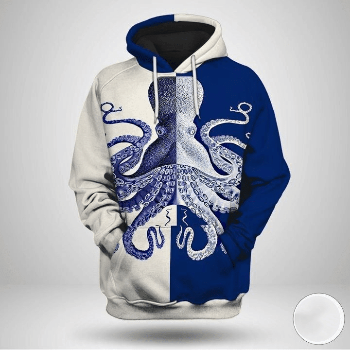 Blue And White Octopus 3d Hoodies