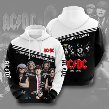 Ac Dc 47th Anniversary 1973 2020 Signature Design Gift For Fan Custom 3d Hoodie All Over Printed Hoodie