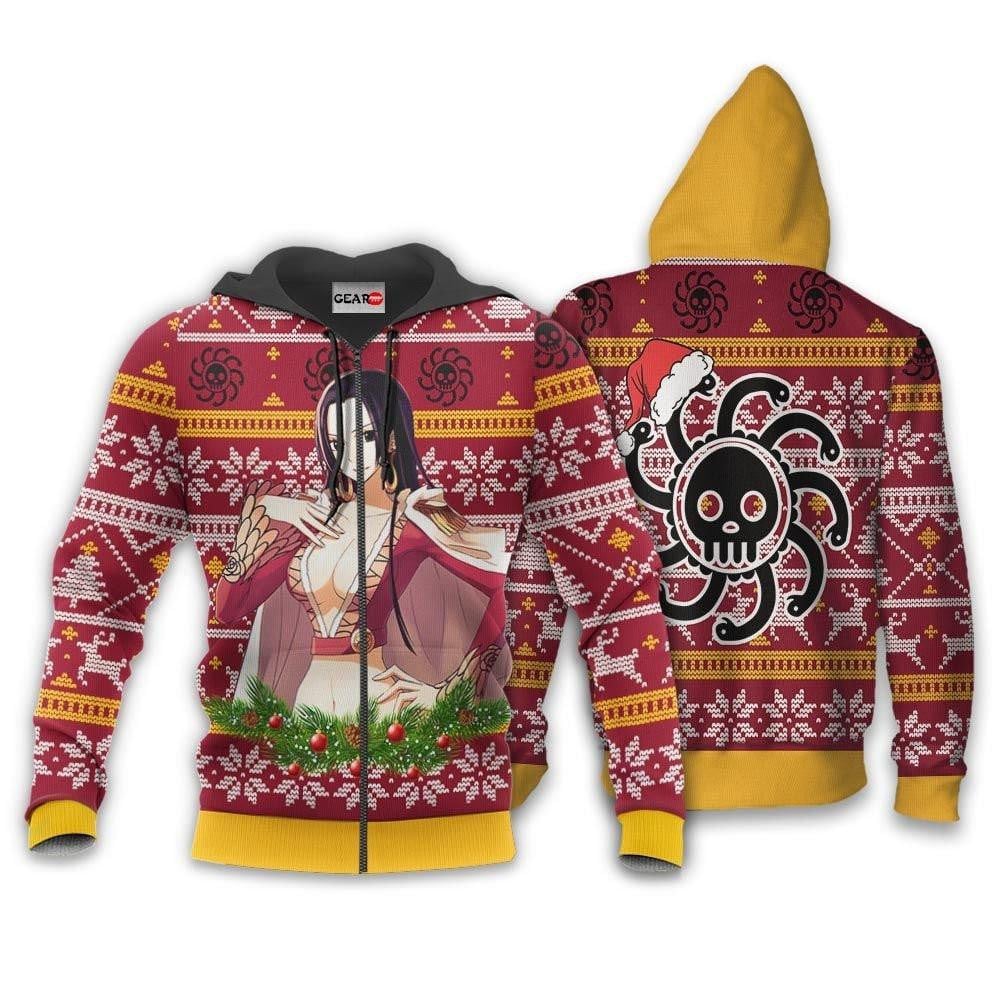 Boa Hancock Ugly Christmas Sweater One Piece Anime 1k501 Fan Gift Stylist Unisex Cartoon Graphic Outfits Aop 3d Hoodie, Zip Hoodie