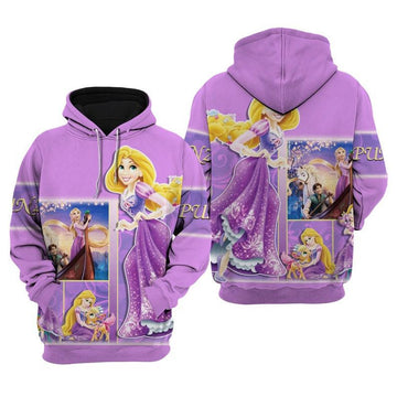 Disney Princess Fan Gift, Purple Rapunzel Tangled Disney Princess All Over Print Hoodie, Zip Hoodie