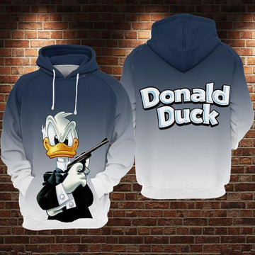 Donald Duck Disney 007 James Bond Over Print 3d Hoodie Zip Hoodie