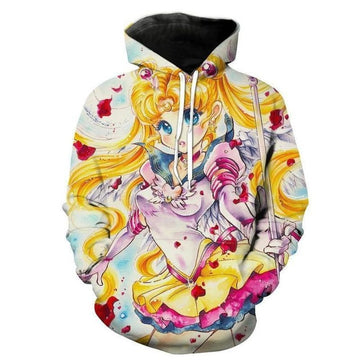 Anime Sailor Moon Venus Girls Hipster Good Quality Casual Over Print 3d Hoodie Zip Hoodie