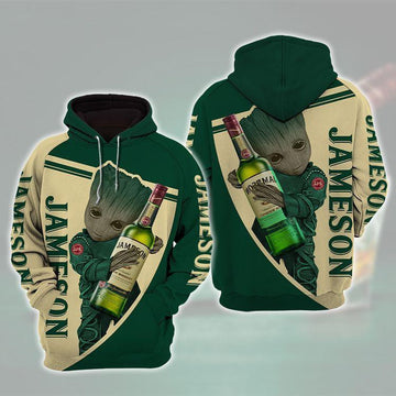 Baby Groot Jameson Irish Whiskey 3d All Over Print T Shirt Hoodie