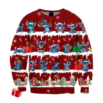 Stitch Ugly Sweater, Christmas Gift, Stitch And Lilo Ugly Christmas Movie