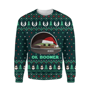 Star Wars Baby Yoda Ok Boomer Ugly Sweater Gifts, Star Wars Gift Fan Ugly Sweater