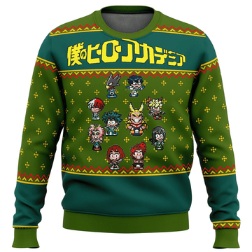 My Hero Academia Anime Sprites 16 Ugly Sweater Gifts, My Hero Academia Anime Gift Fan Ugly Sweater