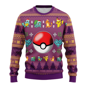 Pokemon Anime Ball 23 Ugly Sweater, Pokemon Anime Gift Fan Ugly Sweater