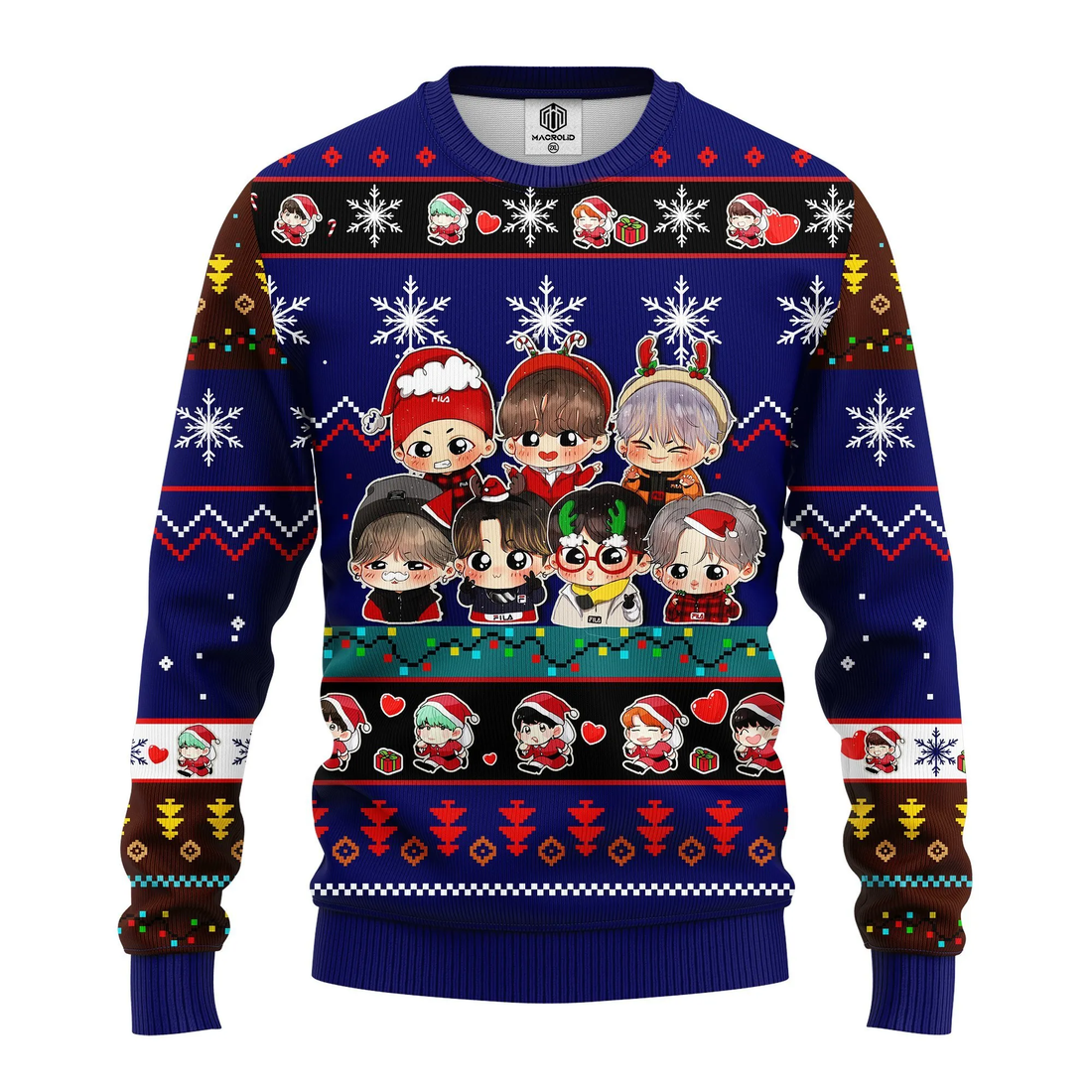 Bts Music Band Merry Xmas Gift, Chibi Bts Band Ugly Christmas Sweater 330