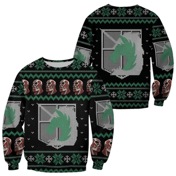 Attack On Titan Anime Military Badged Police Ugly Sweater Gifts, Attack On Titan Anime Gift Fan Ugly Sweater