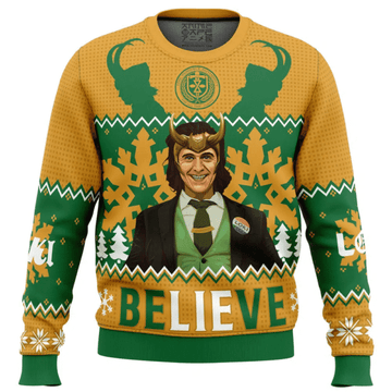 Believe Loki Marvel Ugly Sweater Gifts, Believe Loki Marvel Gift Fan Ugly Sweater 90
