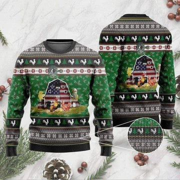 American Flag Farmers Chickens Christmas Ugly Sweater, American Flag Farmers Chickens Christmas Gift, American Flag Farmers Chickens Christmas Shirt