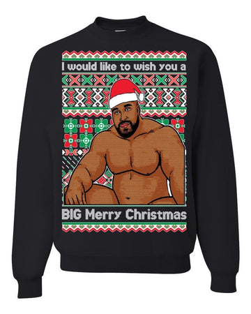 Wood Meme Big Merry Christmas Ugly Sweatshirt, Christmas Ugly Sweater