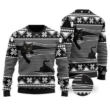 Black Cat Ugly Christmas Sweater