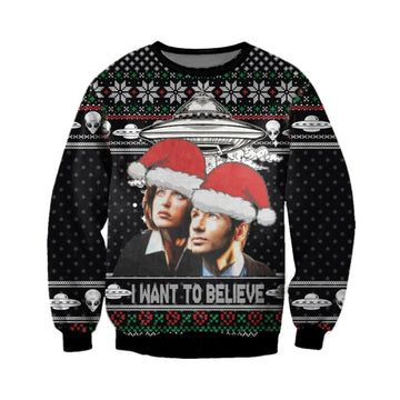 X Files I Want To Believe Ugly Christmas Sweater