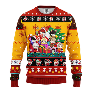 Bts Music Band Merry Xmas Gift, Chibi Bts Band Ugly Christmas Sweater 331