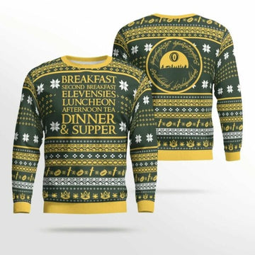 Breakfast Second Breakfast Lotr Ugly Sweater, Christmas Gift , Breakfast Second Breakfast Lotr Ugly Christmas Sweater 407