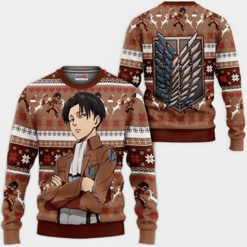 Attack On Titan Anime Levi Ackerman Ugly Sweater Gifts, Attack On Titan Anime Gift Fan Ugly Sweater 383