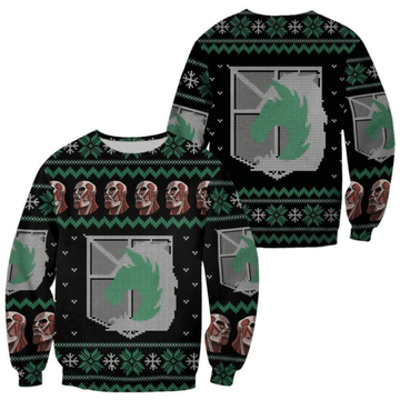 Attack On Titan Anime Military Badged Police Ugly Sweater Gifts, Attack On Titan Anime Gift Fan Ugly Sweater 140