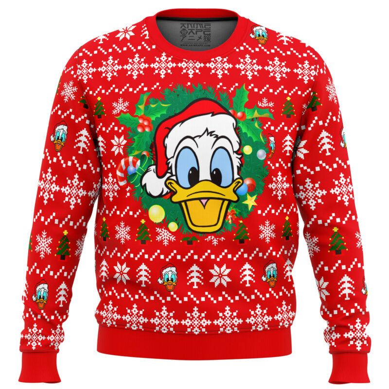 Donald Duck Christmas Head Ugly Christmas Sweater