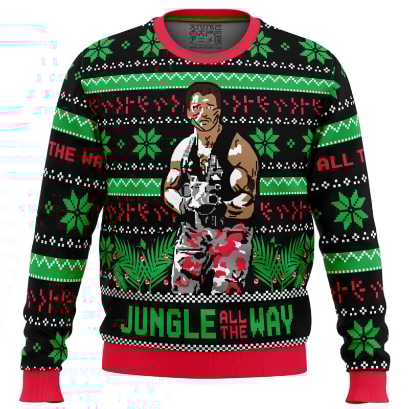 Jungle All The Way Arnold Schwarzenegger Ugly Christmas Sweater