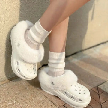 1 Pair Winter Warm Plush Insoles Inserts Removable Plush Liner Shoes Insoles Furry Sleeve For Clogs Slippers Lined Shoes Cover