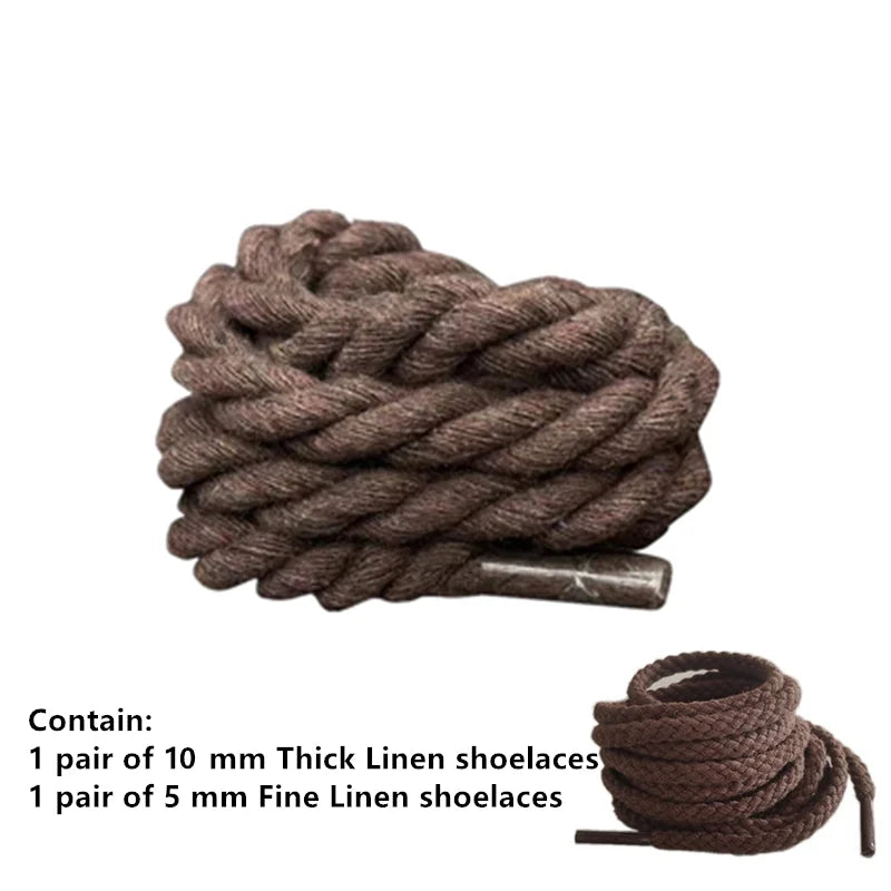 2 pair/set Vintage DIY Linen Cotton Weaving Style Bold Shoelaces Low-top Canvas Green Shoes laces Women Men Shoelaces Dropship