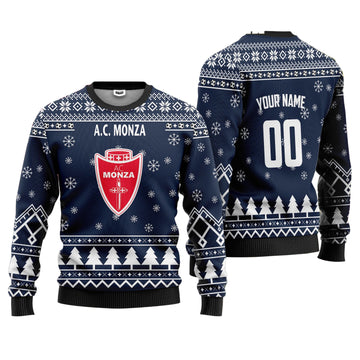 A.C Monza Personalized Ugly Christmas Sweater Blue Version ? Usalast
