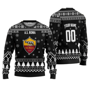A.S Roma Personalized Ugly Christmas Sweater Black Version ? Usalast