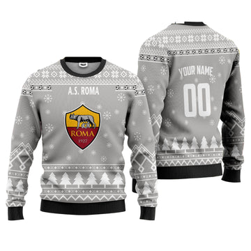 A.S Roma Personalized Ugly Christmas Sweater Grey Version ? Usalast