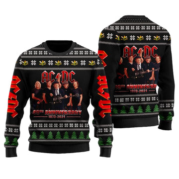 AC/DC Band Black 3D Faux Wool Ugly Sweater ? Usalast