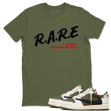 Be Rare Uncommon Different Sneaker Tees - Air Jordan 1 Travis Scott Medium Olive