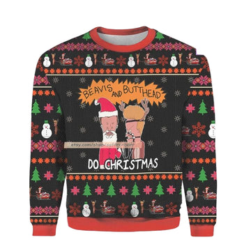 Beavis Butthead Do Xmas Merry 3d Ugly Christmas Sweater ? Usalast