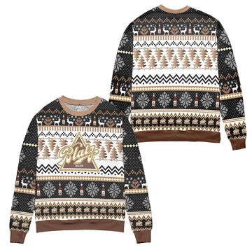 Blatz Beer Logo Snowflakes Ugly Christmas Sweater ? Usalast