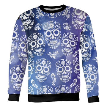 Blue And Purple Sugar Skull Sweater ? Usalast