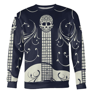 Blue And White Sugar Skull Guitar Sweater ? Usalast