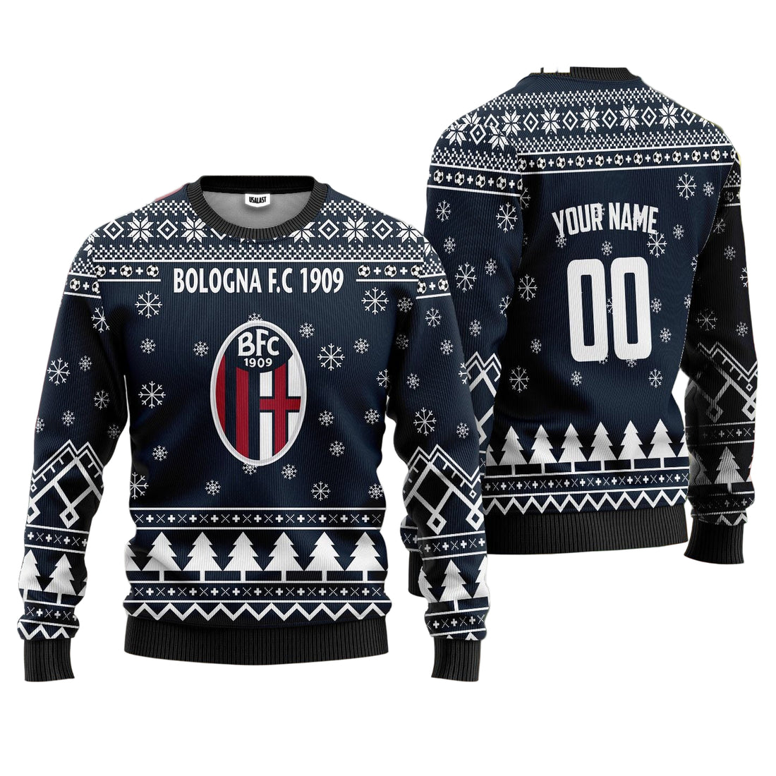 Bologna F.C 1909 Personalized Ugly Christmas Sweater Blue Version ? Usalast